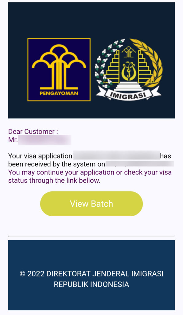 E-mail from imigrasi
