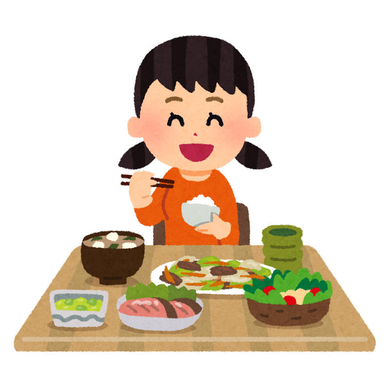 食事をする女の子のイラスト